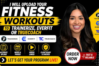 upload your fitness workouts to trainerize, everfit, or truecoach professionally