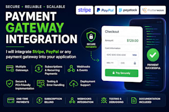 integrate stripe, paypal or any payment gateway securely