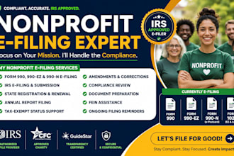 prepare form 990, 990 ez and nonprofit e filing with accuracy