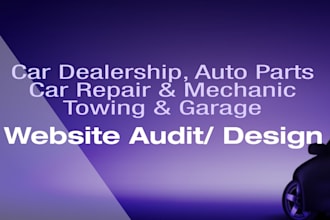 design car dealership, auto parts, car repair automotive towing website