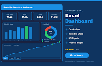 do excel data analysis, dashboards, reports, and data cleaning