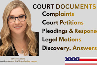 draft court motions, complaints, petitions, and lawsuits