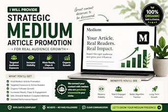 provide strategic medium article and substack promotion for real audience growth