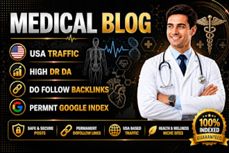 write and publish premium medical blogs on high DR dofollow health sites