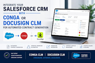 integrate salesforce crm with conga or docusign clm admin for automated contract
