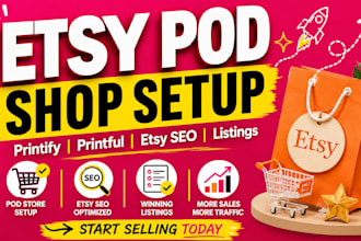 set up etsy print on demand store with printify printful and etsy listing SEO