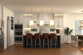 design modern 3d kitchen interior with realistic rendering