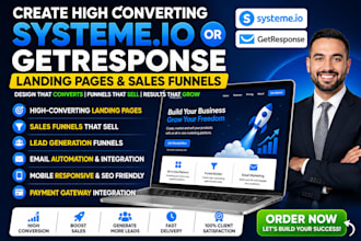 create high converting systeme io or getresponse landing pages and sales funnels