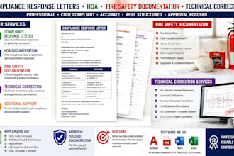 compliance response letters hoa fire safety documentation technical correction