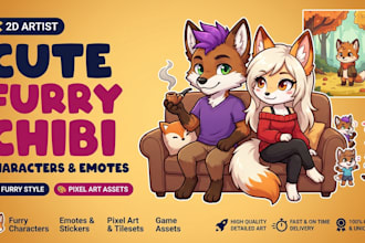 draw your furry fursona character in adorable chibi art style