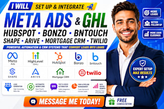 setup meta ads ghl hubspot bonzo bntouch shape arive mortgage crm slack zapier