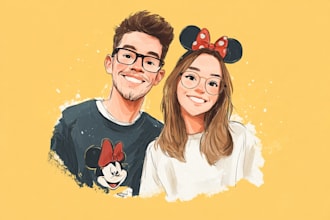 draw romantic fantasy couple portraits art