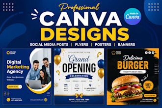 design eye catching canva socail media posts flyers posters and banners