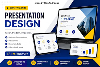 an engaging presentation or pitch deck in canva, google slides, powerpoint