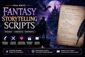 write original fantasy storytelling scripts for youtube