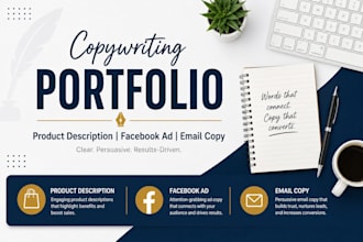 write  product descriptions, facebook ads, and email copy