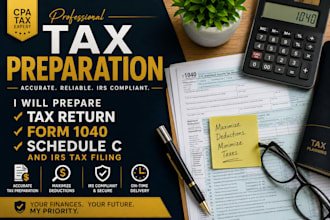 prepare tax return, form 1040, schedule c, and irs tax filing