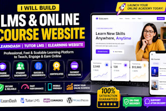 build lms educational website online course website education, elearning website