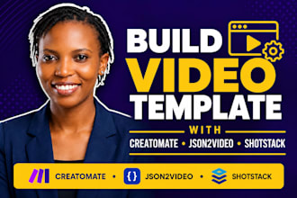 build video template with creatomate json2video or shotstack