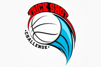 design wonderful trick shot challenge basketball logo