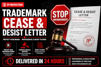 draft a professional trademark cease and desist letter for intellectual property