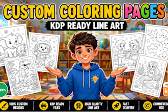 illustrate, draw children coloring book pages for amazon kdp