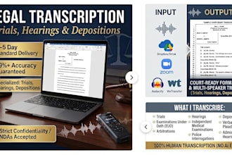 deliver verbatim court ready legal transcription with 99 percent accuracy
