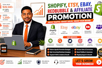promote shopify, etsy, ebay, and redbubble to get more sales affiliate marketing