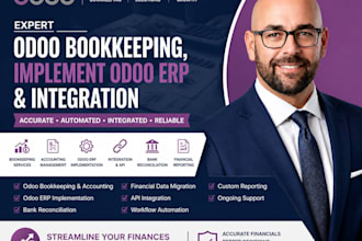 be expert bookkeeper to odoo bookkeeping, implement odoo erp and integration