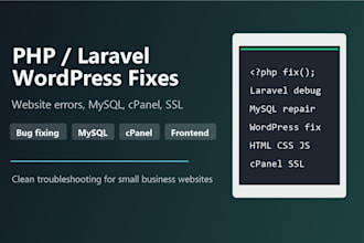 fix PHP laravel livewire mysql and wordpress website bugs