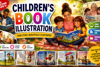 do children story book illustration, children story book, book illustration