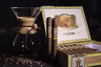do modern cigar band, cigar label, cigar box and premium cigar logo design