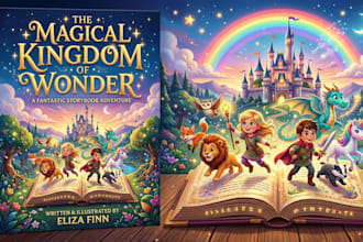 create stunning children book illustration, picture book art, character design