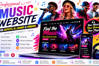 create record label website design artist portfolio song podcast radio website