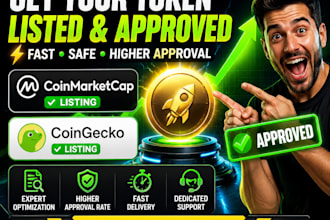 provide bot service for coinmarketcap listing, coingecko listing and token