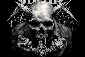 draw dark art, illustration, horror, skull, t shirt metal