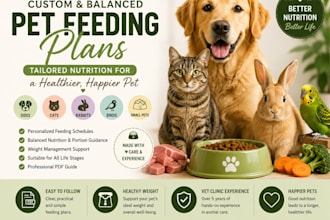 create a professional pet feeding plan for dogs, cats, rabbits and small pets