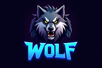 do unique wolf head logo design 1 day