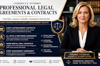 draft professional event and entertainment contracts as a US attorney