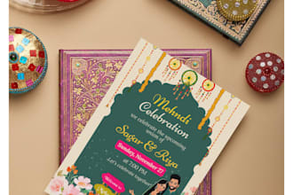 design editable canva mehndi ceremony invitation card