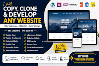 do copy clone website and develop any website