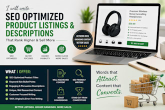write SEO optimized product listings and descriptions that increase sales