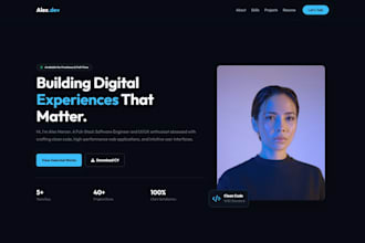 provide a dark mode developer portfolio HTML template