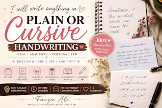 write anything in plain or cursive handwriting