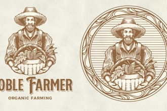 do vintage farmer emblem logo illustration design