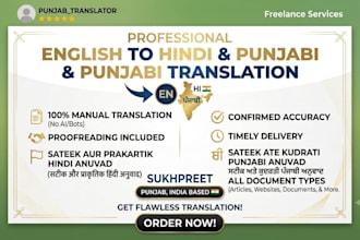 do manual english to hindi and punjabi translation