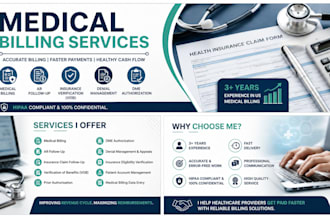 do medical billing, ar follow up, insurance claim follow up and denial ma
