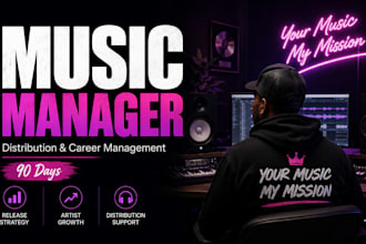 be your music manager for music distribution and manage career for 90 days
