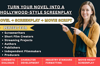 adapt your novel to script, book to screenplay, or movie script