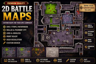 design custom fantasy battle maps, dnd maps, world maps and ttrpg maps